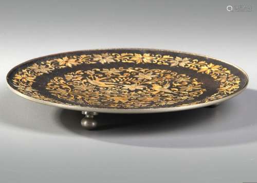 A 'TOLEDO' GOLD INLAID DISH, SPAIN, LATE 19TH-EARLY 20TH CEN...