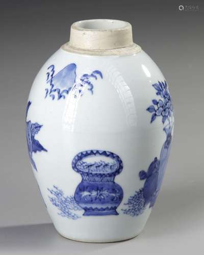 A CHINESE BLUE AND WHITE JAR,19TH CENTURY