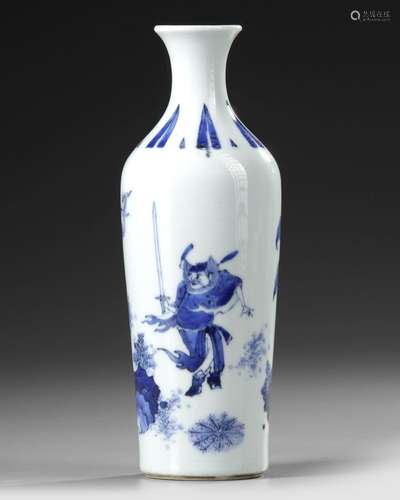 A CHINESE BLUE AND WHITE VASE, QING DYNASTY (1644–1911), 19T...