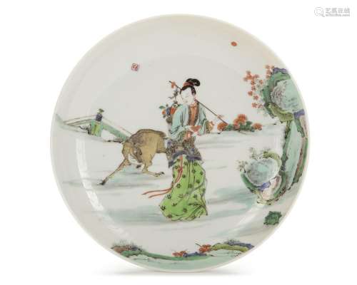 A CHINESE FAMILLE VERTE MAGU DISH,19TH CENTURY