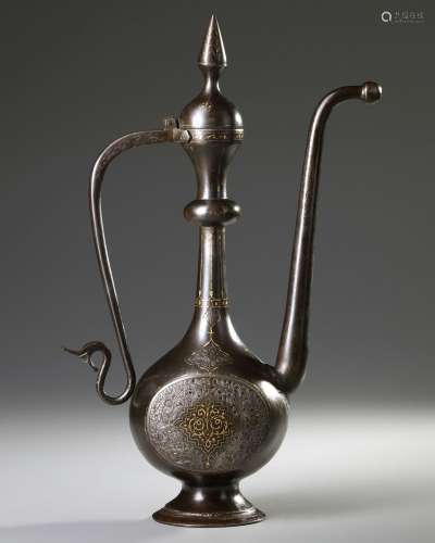 AN OTTOMAN GILT BRONZE EWER, 19TH CENTRURY