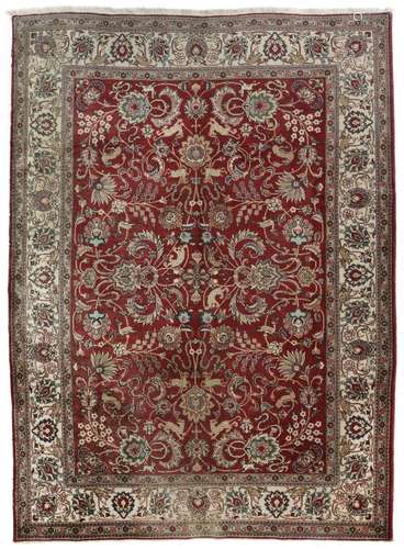 A PERSIAN TABRIZ ANIMAL PATTERN CARPET, 2ND HALF 20TH CENTUR...