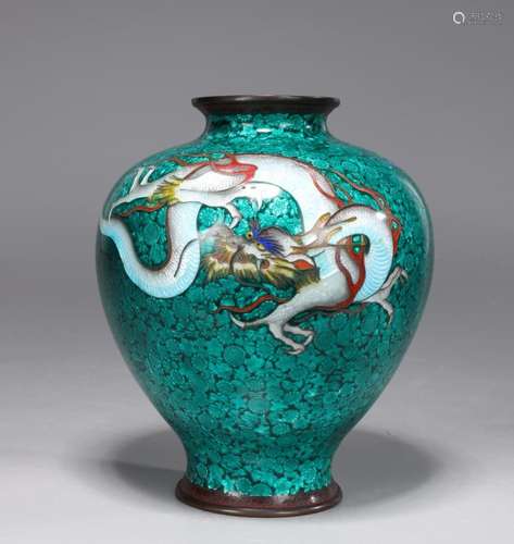 FINE MEIJI PERIOD JAPANESE GINBARI CLOISONNE VASE