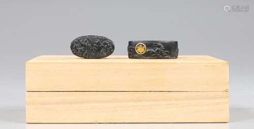 FINE ANTIQUE JAPANESE SHAKUDO METAL FUCHI KASHIRA