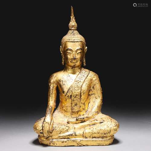 ANTIQUE THAI RATTANAKOSIN GILT BRONZE SAKAYAMA