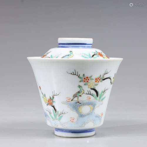 CHINESE QING DYNASTY ENAMELED PORCELAIN WINE CUP