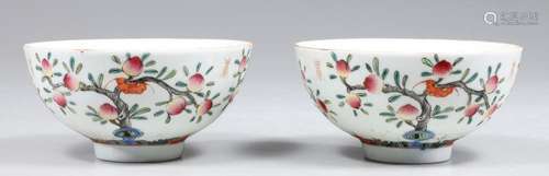 PAIR ANTIQUE CHINESE ENAMELED PORCELAIN GUANGXU PERIOD TEA B...