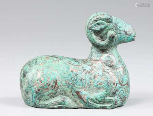 CHINESE WARRING STATES INLAID BRONZE RAM