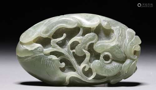 CHINESE CARVED JADE PEBBLE