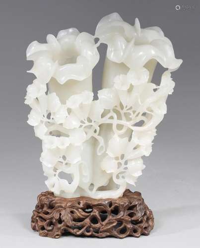 CHINESE CARVED OPENWORK DOUBLE FLOWER VASE