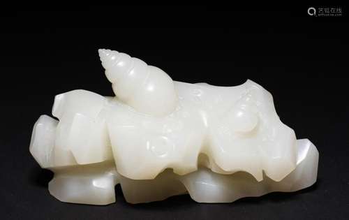 VERY FINE CHINESE LATE QING DYNASTY MUTTON FATE JADE BRUSH R...