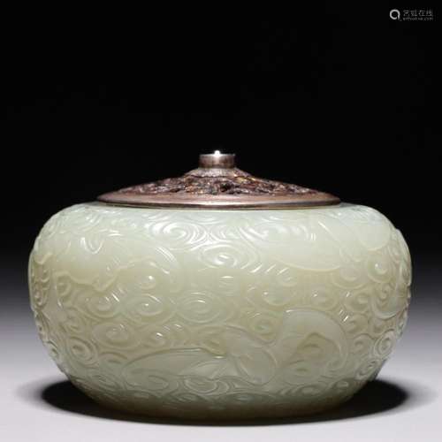 ANTIQUE CHINESE QING DYNASTY JADE BRUSH WASHER