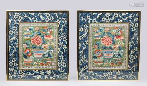 GROUP OF TWO CHINESE SILK EMBROIDERIES