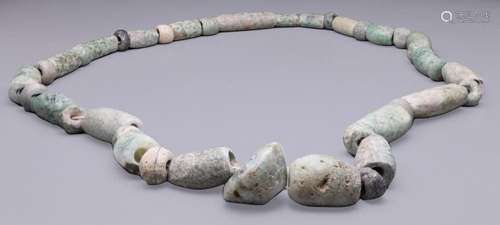 AZTEC/PRE-COLUMBIAN JADE OR HARDSTONE BEAD STRAND