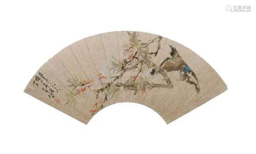 Ren Bonian (1840-1895) Bird & Flower Fanpage, Fram