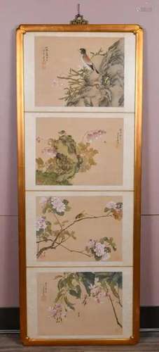 Ju Lian (1828-1904) 4 Flowers & Birds Paintings