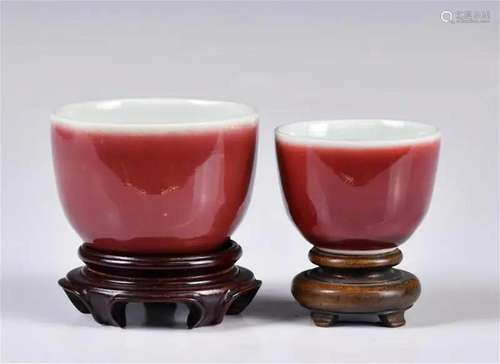 A Group of 2 Red-Glazed Cups