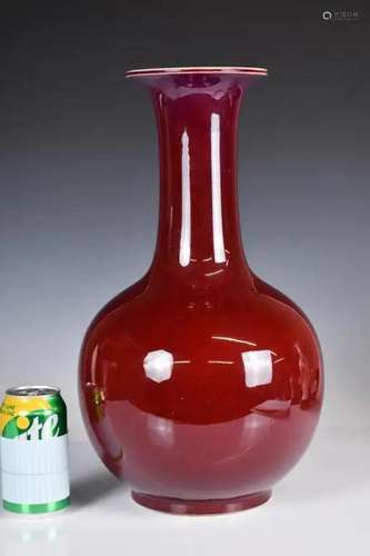 A Large Red Glaze Tainqiu Vase 1950-70s