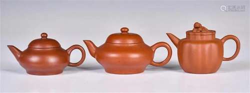 A Group of 3 Zisha Teapots, 1950-70s