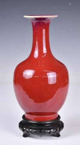 A Flambe Red Glazed Vase (Repair) 18thC