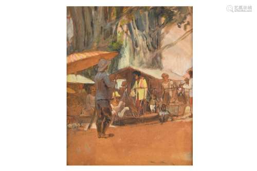 Frans Bakker (1871-1944)<br />
'Street vendors', unsigne