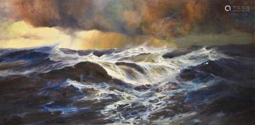 Willem Imandt (1882-1967)<br />
‘Storm at sea’, signed