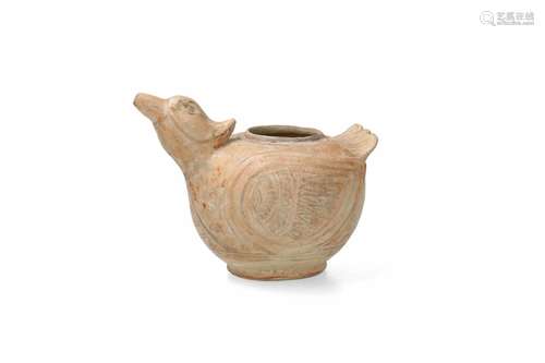 An earthenware jar in the shape of a duck. Unmarked