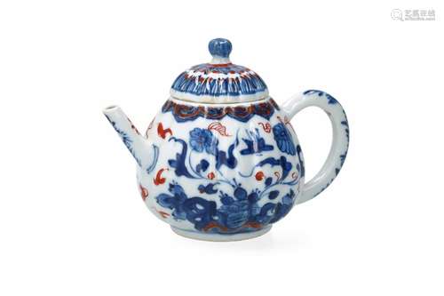 An Imari porcelain teapot with lobed belly and cove