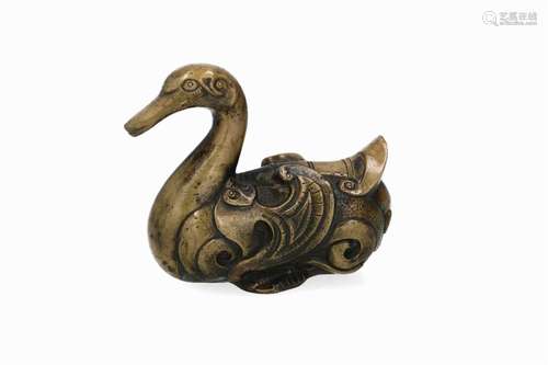 A bronze sculpture of a duck. China, 18th/19th cent