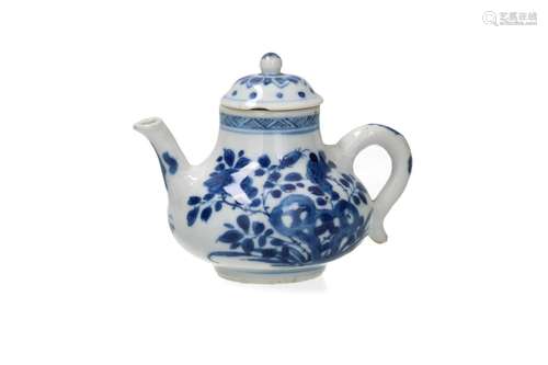 A blue and white porcelain miniature teapot, decora