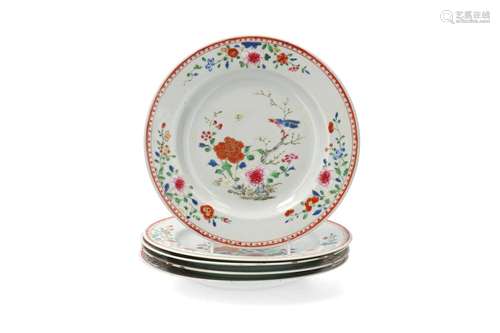 A set of five famille rose porcelain dishes, decora