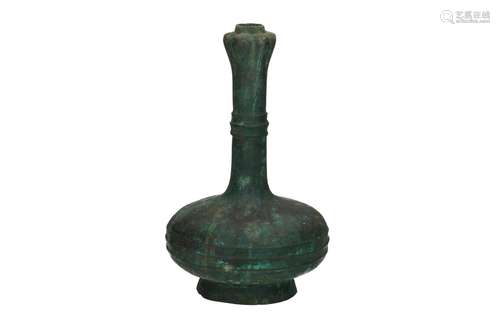 A bronze garlic-head Hu bottle vase. Unmarked. Chin