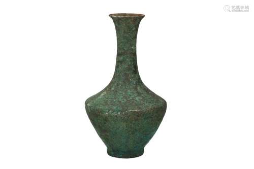 A bronze vase. Unmarked. China, Han or later.<br />
H. 2