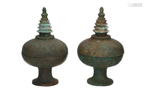 A pair of bronze ritual cups. Unmarked. China, Han