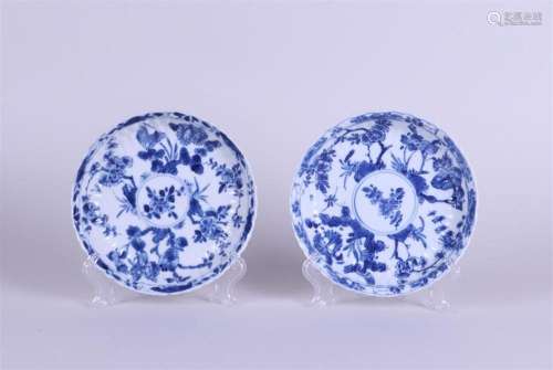 Two porcelain various plates with floral decor. China, Kangx...