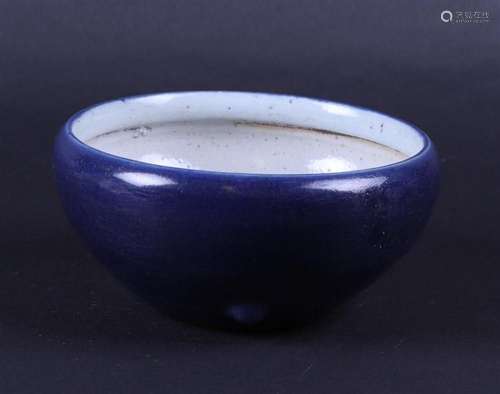 A porcelain blue glazed incense burner. China, 19th century.