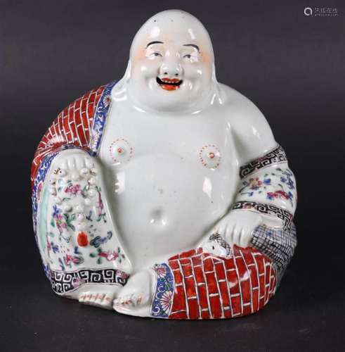 A porcelain Famille Rose Buddha, marked with seal, Republic.