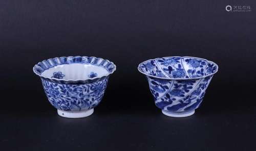 Two different porcelain bowls, one with twisted decoration, ...