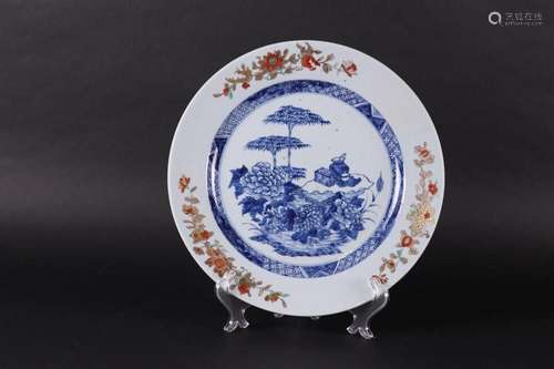 A porcelain dish with rich floral decoration,