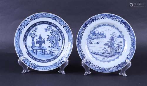 A lot  with  (2) various porcelain plates, one of which deco...