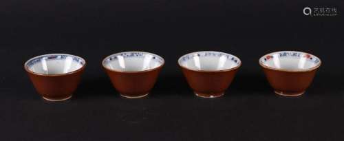 Four porcelain Imari bowls with capuchin exterior