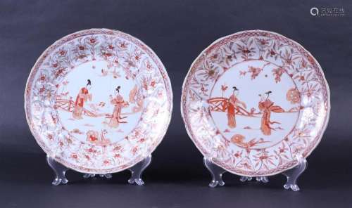 A set of two porcelain milk and blood dish decorated with fr...