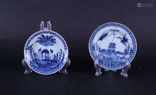 Two various porcelain plates with palmette outer rim and dec...