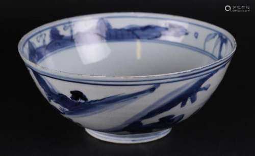 A porcelain bowl with landscape decor. China, Wanli.