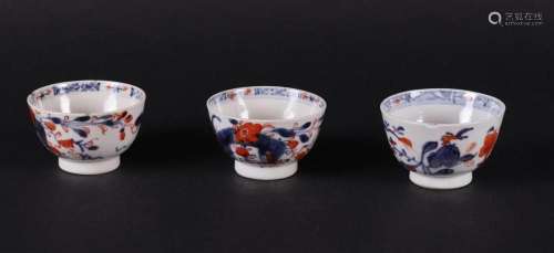 Three porcelain Imari bowls with floral decoration. China, Q...