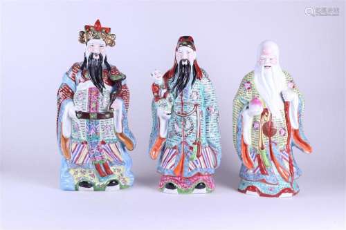 A set of three porcelain sages. China, 20th century.