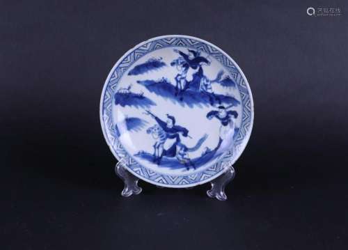 A porcelain 'Joosje on horseback' plate, marked Kangxi. Chin...