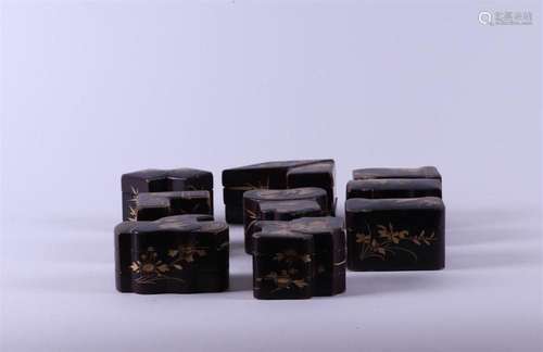 A lot consisting of (9) various Japanese lacquer boxes. Some...