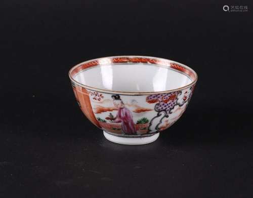 A porcelain Famille Rose bowl (Manderin) with landscapes and...