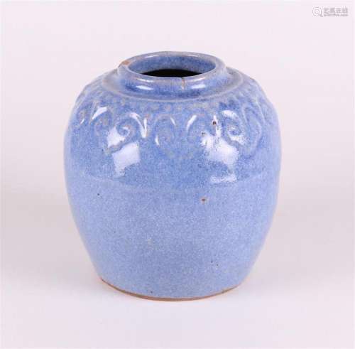 A blue glazed ginger jar. China, 19th century or earlier.